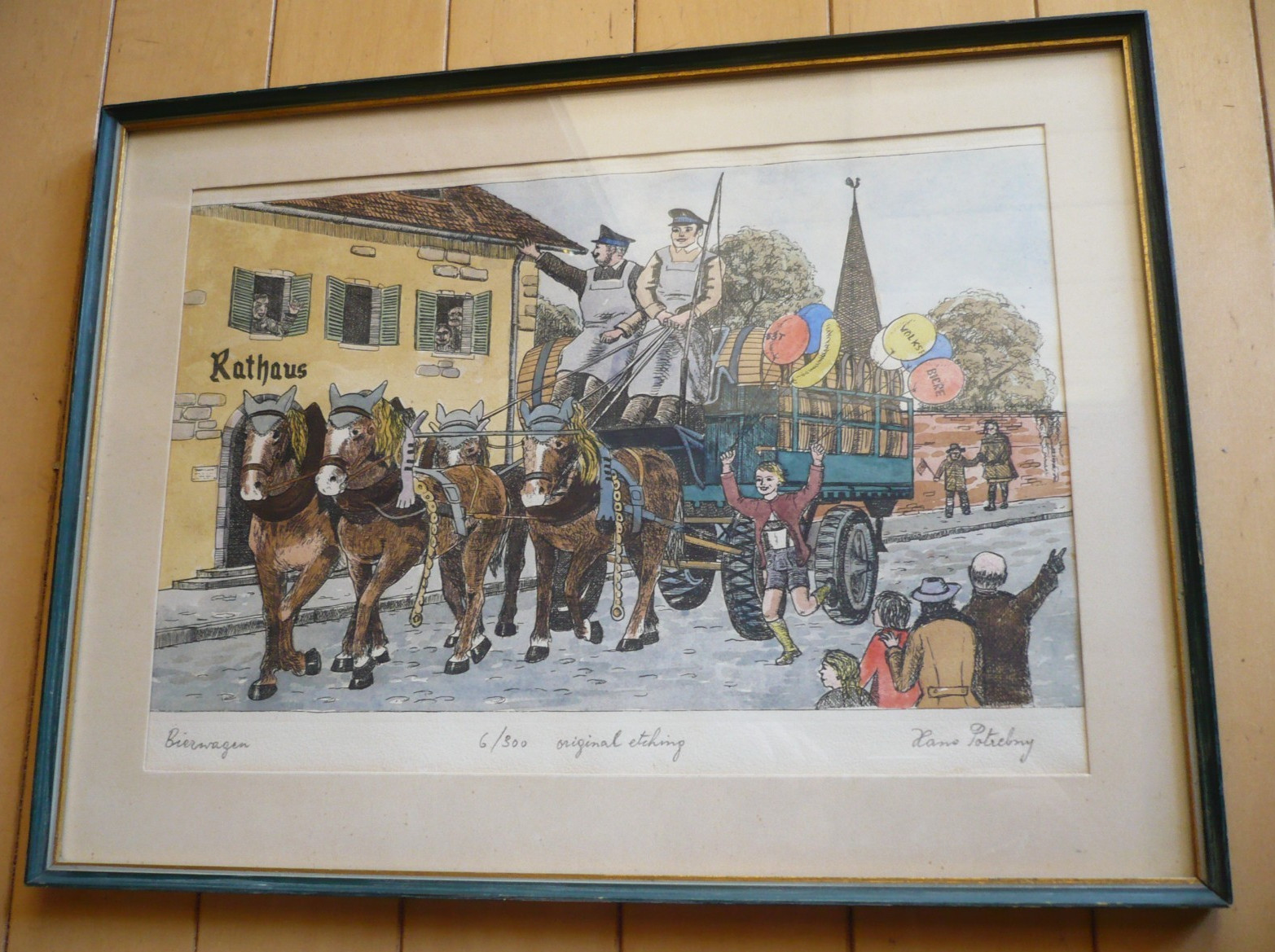 HANS POTREBNY, LISTED GERMAN GERMANY ETCHING IN COLORS SIGNED PRINT VINTAGE ART