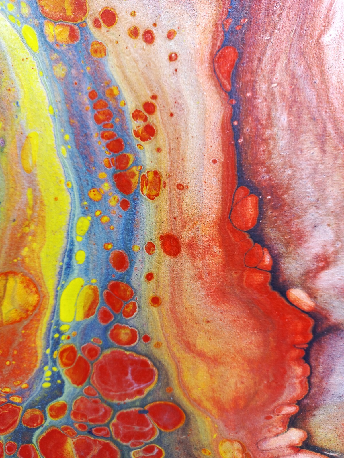 Abstract Red Orange Yellow Fluid Art Acrylic Painting Modern Wall Decor, 16×16
