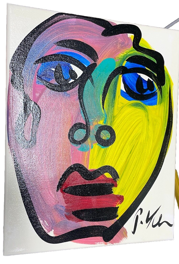 Peter Robert Keil Acrylic Painting Abstract Canvas 14+11 Inches