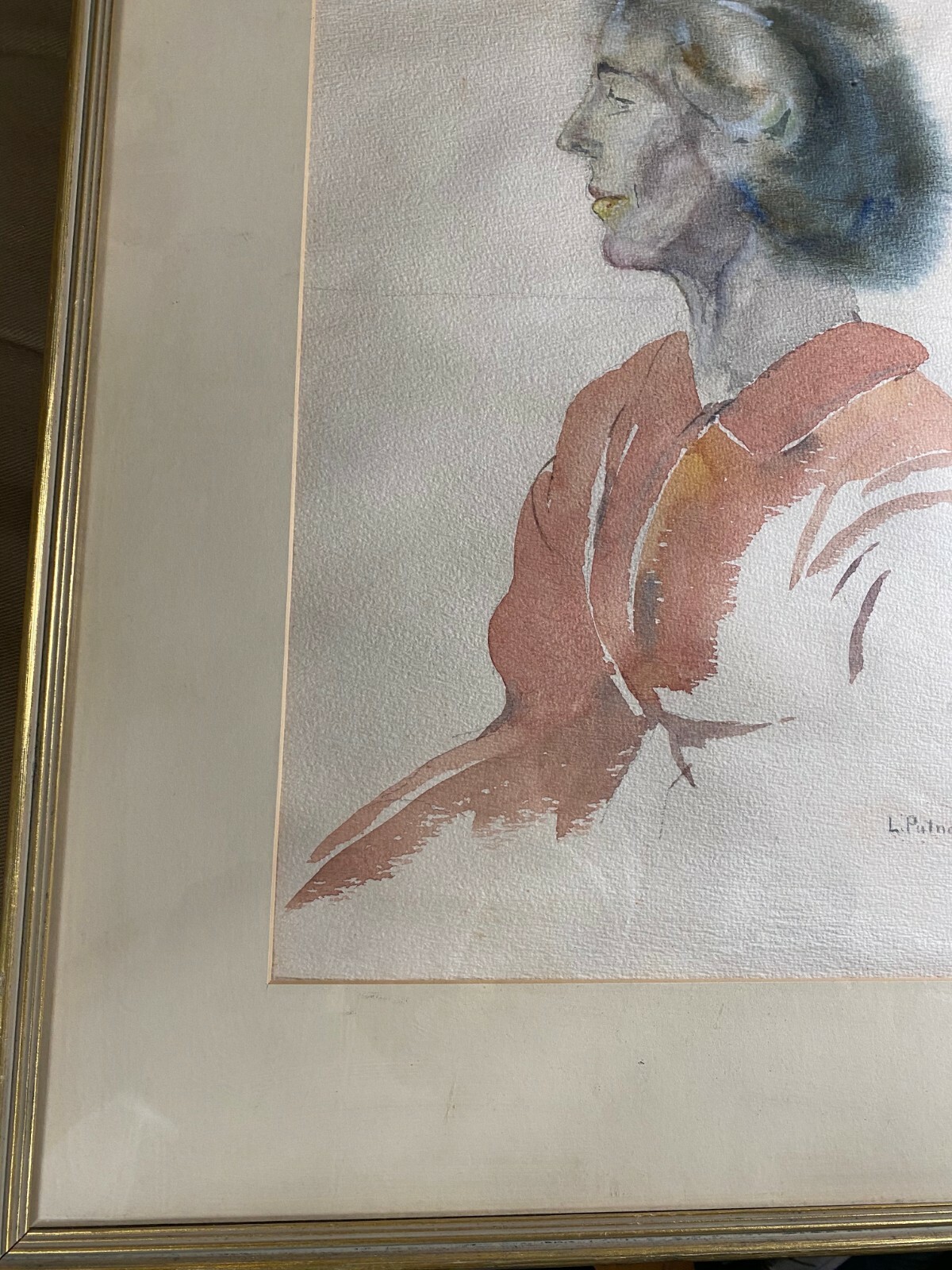 Vintage Lucy Putnam 1965 «Female Study» Watercolor Painting – Signed And Framed