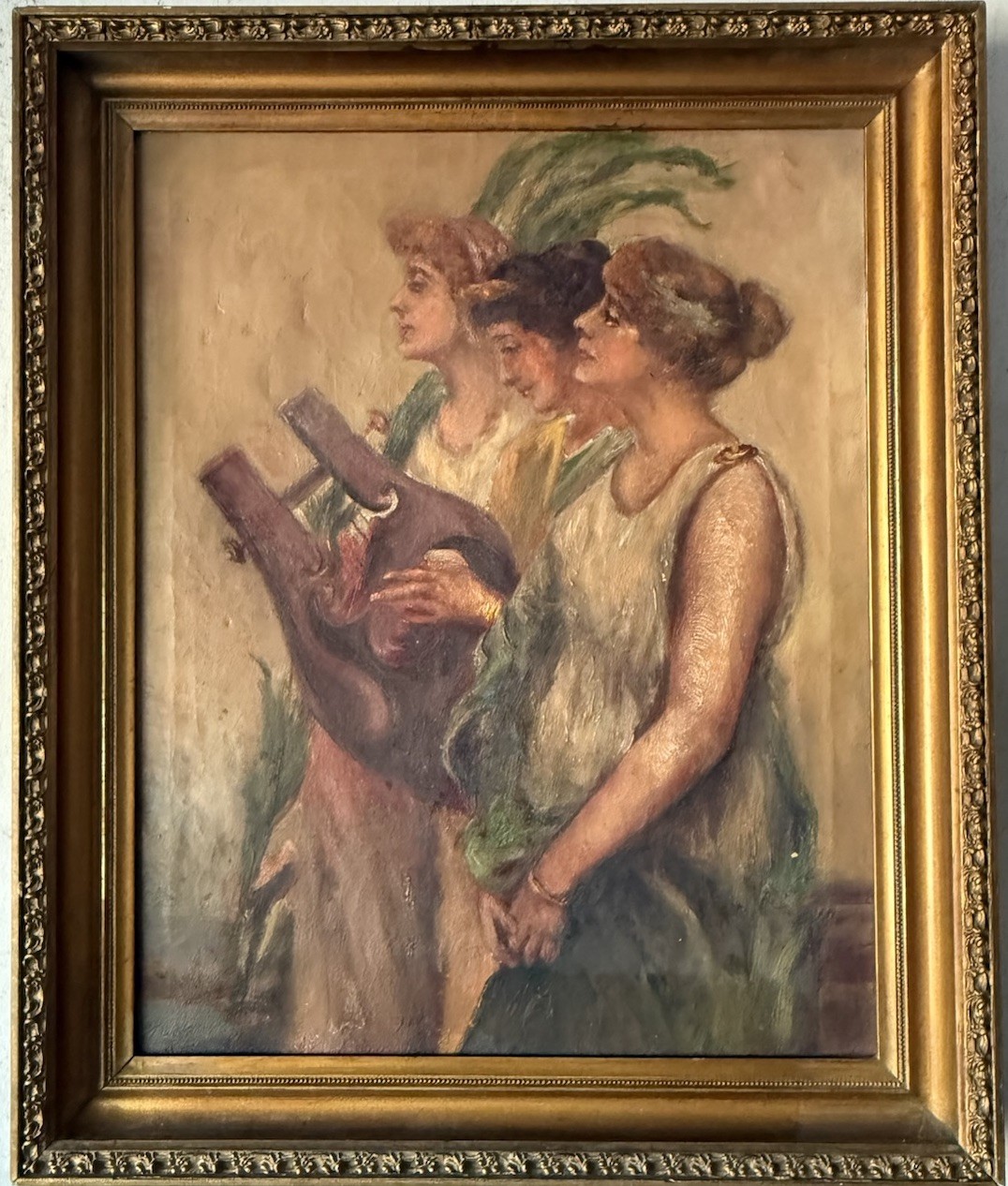 ANTIQUE 19TH CENTURY EUROPEAN WOMAN IMPRESSIONIST OIL PAINTING OLD EUROPE 1890s