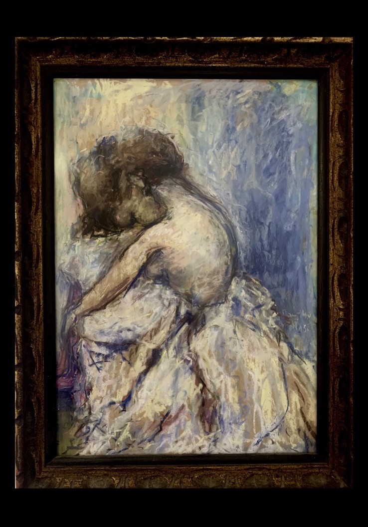 1965 Vintage MCM Pastel “Susan Resting” Ballerina by Dorothy Rose – Orig Framing