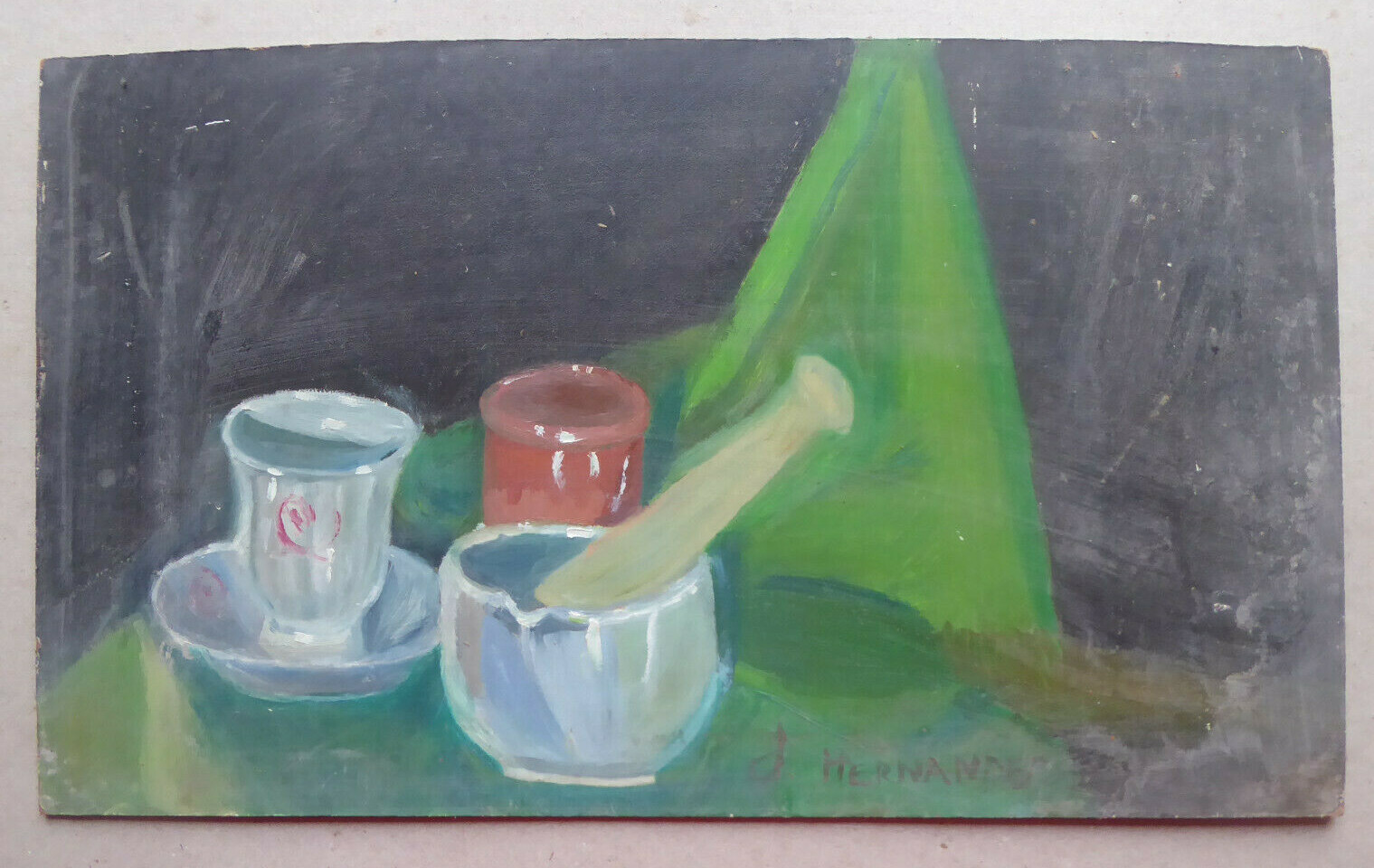 46X27Cm Old Frame Oil On Canvas Signed Internal Objects Spain ‘900 MD10