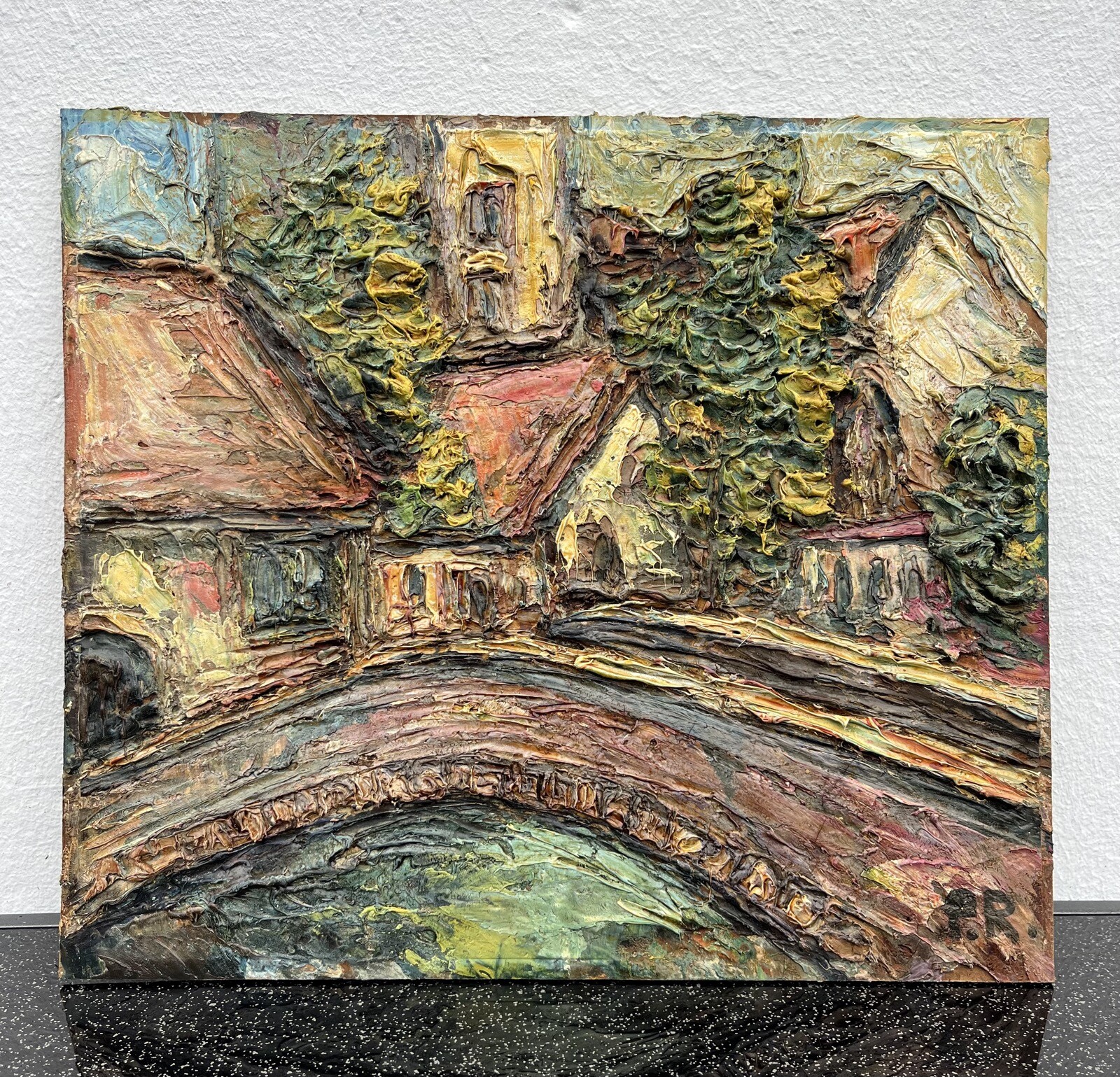 Preben Rasmussen 1919-1971 Expressive City View Oil Painting Danish Mid Century