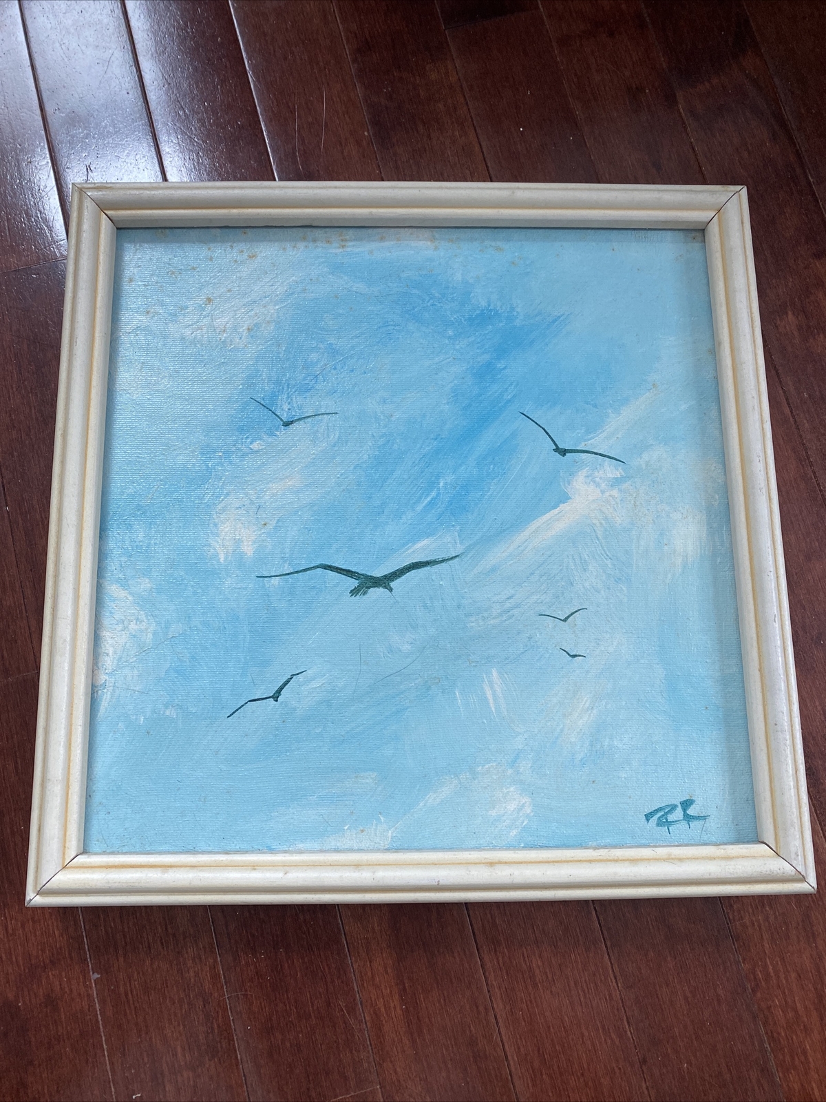 Vintage Canvas of Birds in The Sky Painting