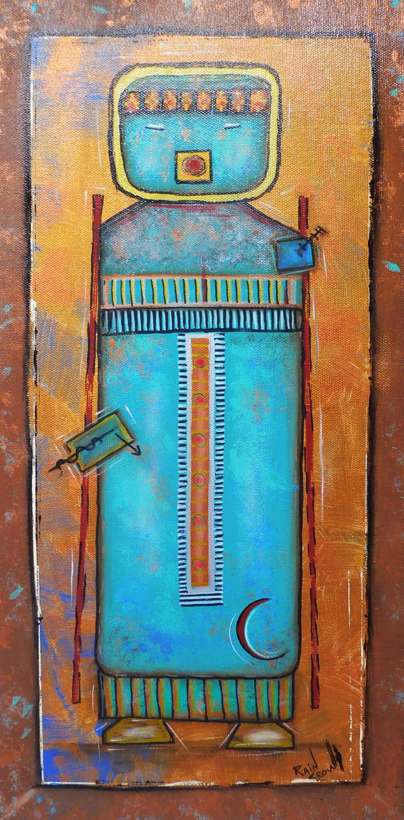 Western Native Guardian Painting Original Fine Art by Rain Crow