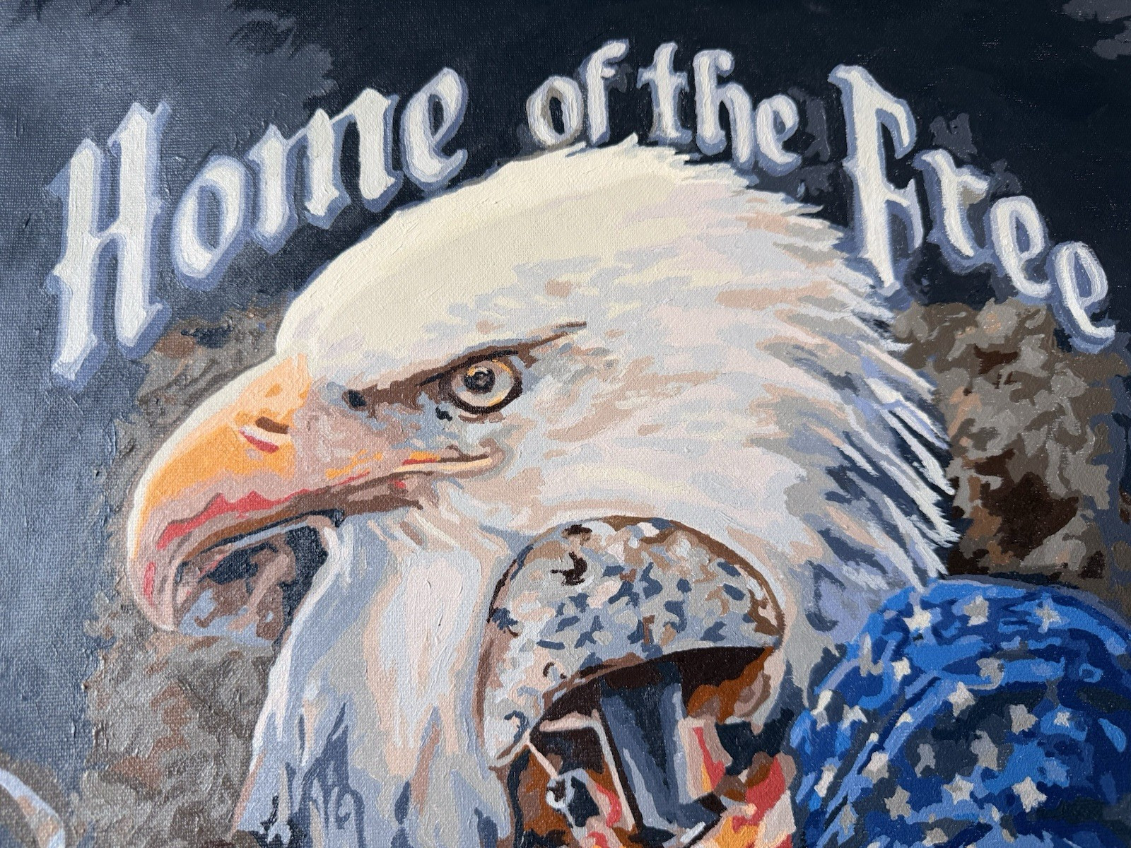 Original Eagle American Flag 250th BDay Acrylic Painting Signed by Theresa 2026