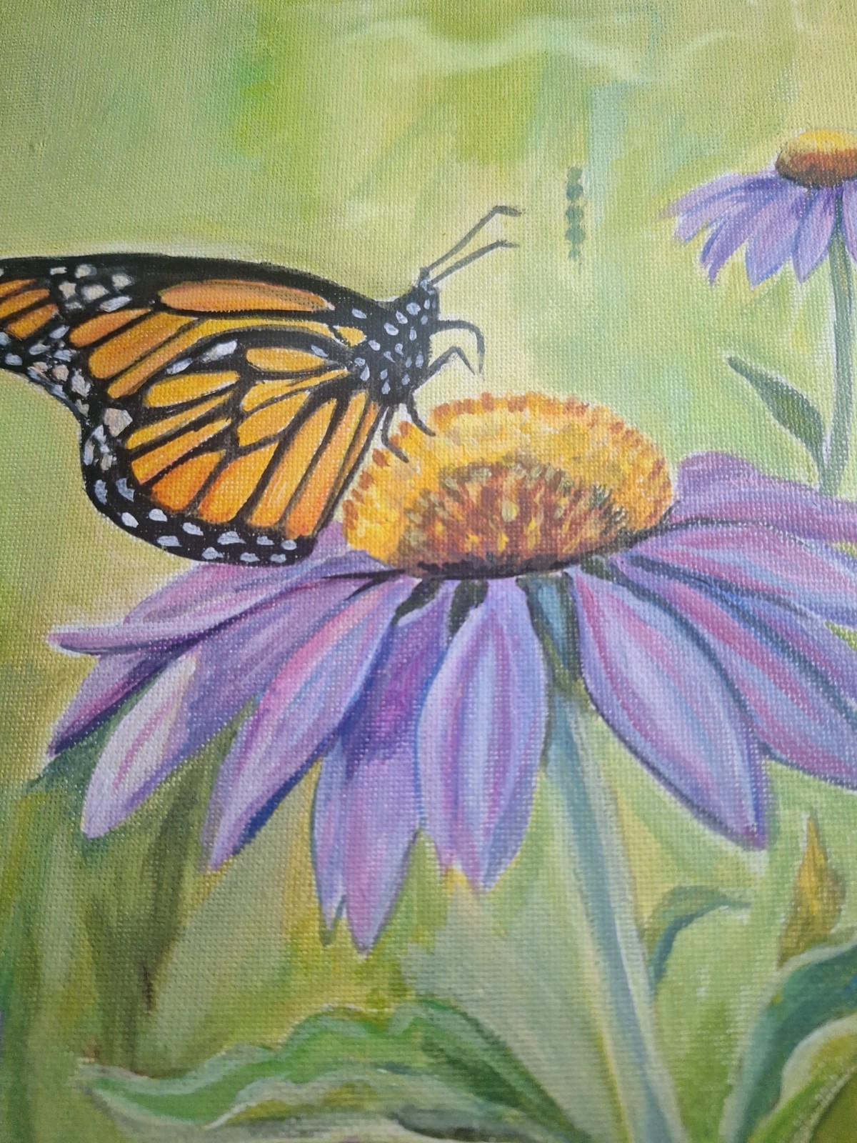 Original Hand Painted 9×12 Butterfly Bloom Art Acrylic Paper Contemporary Signed
