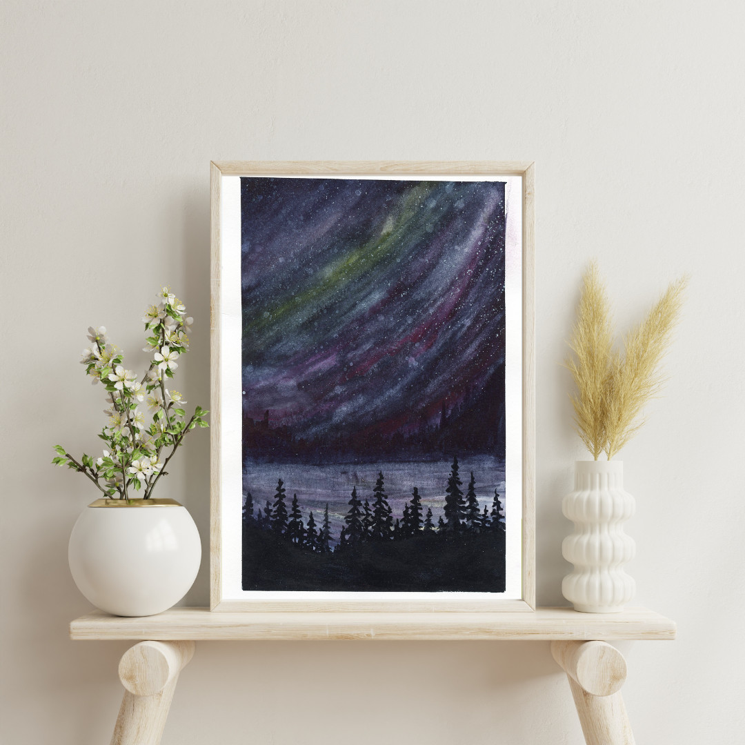 ORIGINAL PAINTING OOAK Aurora Borealis #2 6×9 Inches