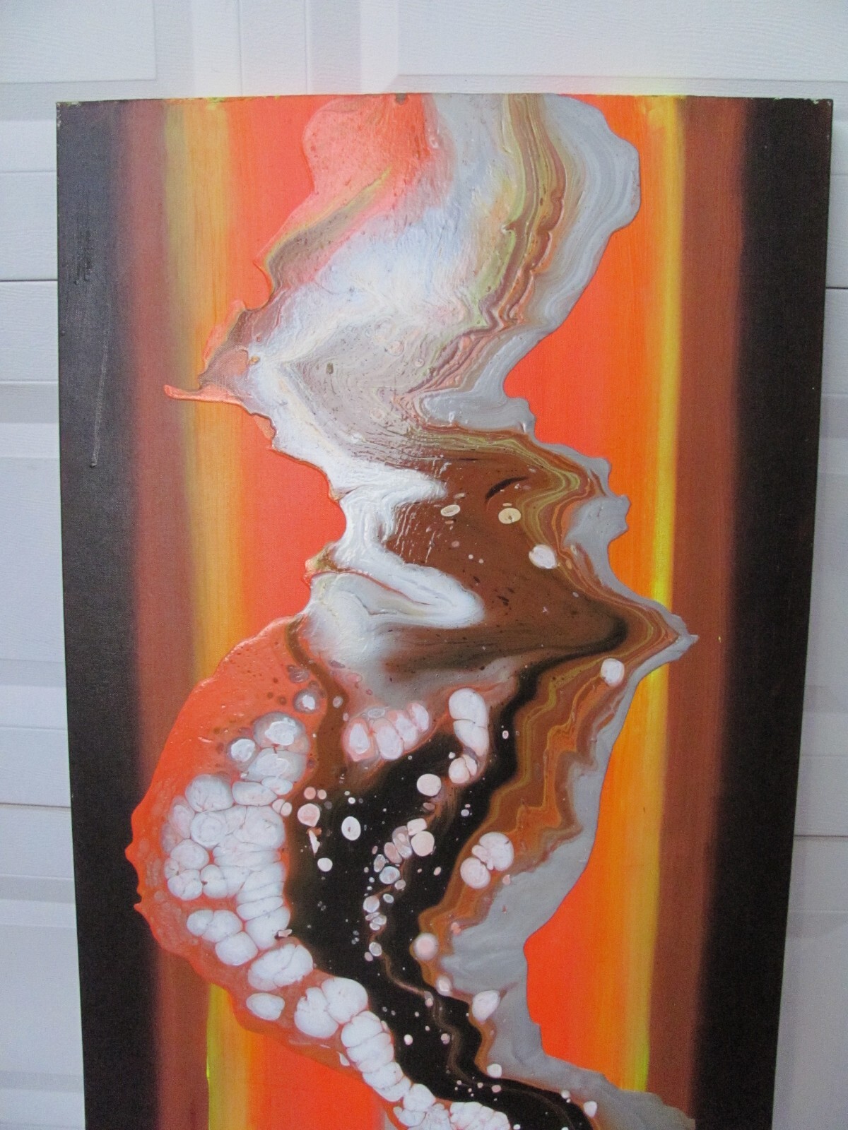 ORIGINAL FLUID ABSTRACT LARGE SUNSET SIGNED BY DEZ ACRYLIC PAINTING MULTI COLOR