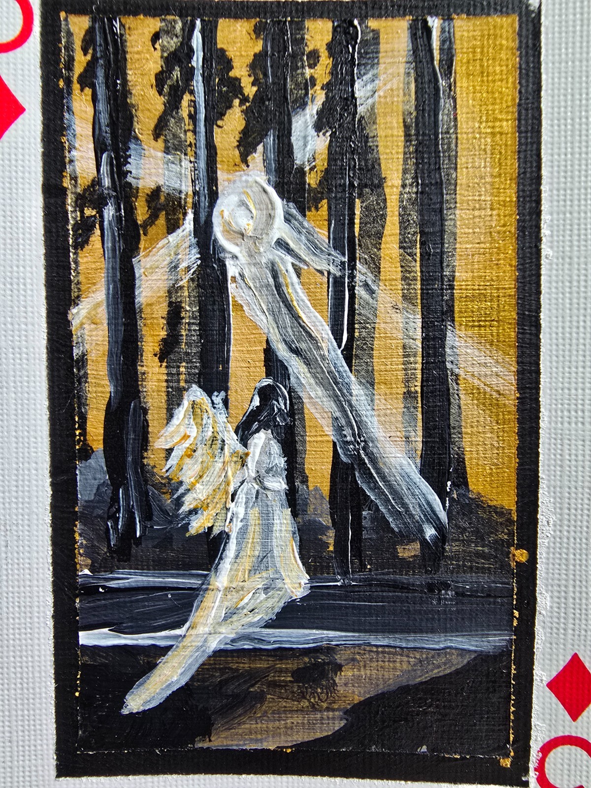 ACEO original grounded angel , fantasy 2.5 x3.5