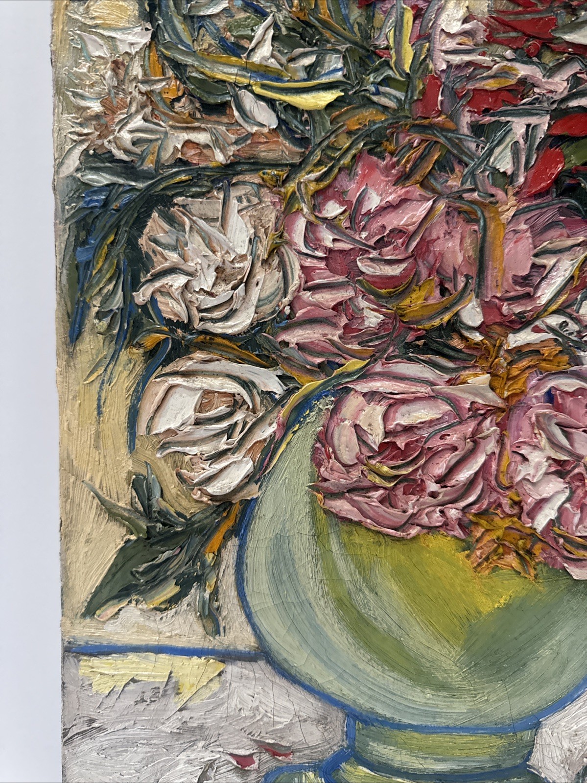 SMALL IMPRESSIONIST FLORAL PAINTING SIGNED PERALTA STILL LIFE FLOWERS CHUNKY OIL