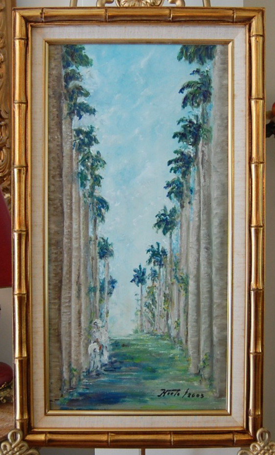 FRAMED ORIGINAL OIL GUARDARRAYA DE PALMA REALES CUBAN COUNTRY ARTIST HECTO VIDAL