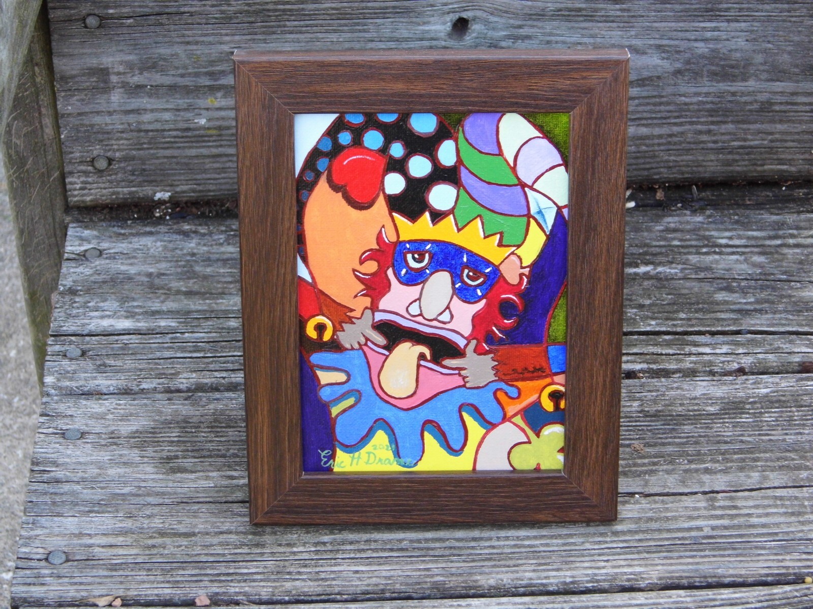 The Joker Card» – Original Signed Oil Painting on canvas Panel, Framed.