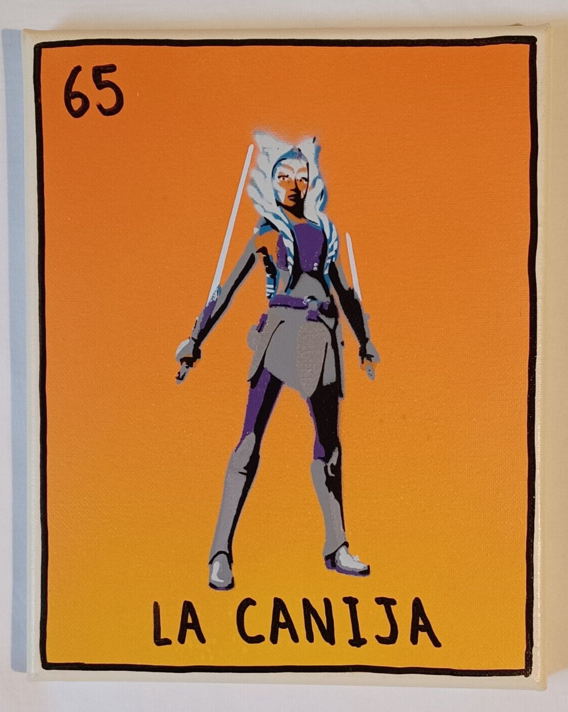 Ahsoka Tano LA CANIJA 65 Painting on Canvas Art Star Wars Estar Guars Loteria