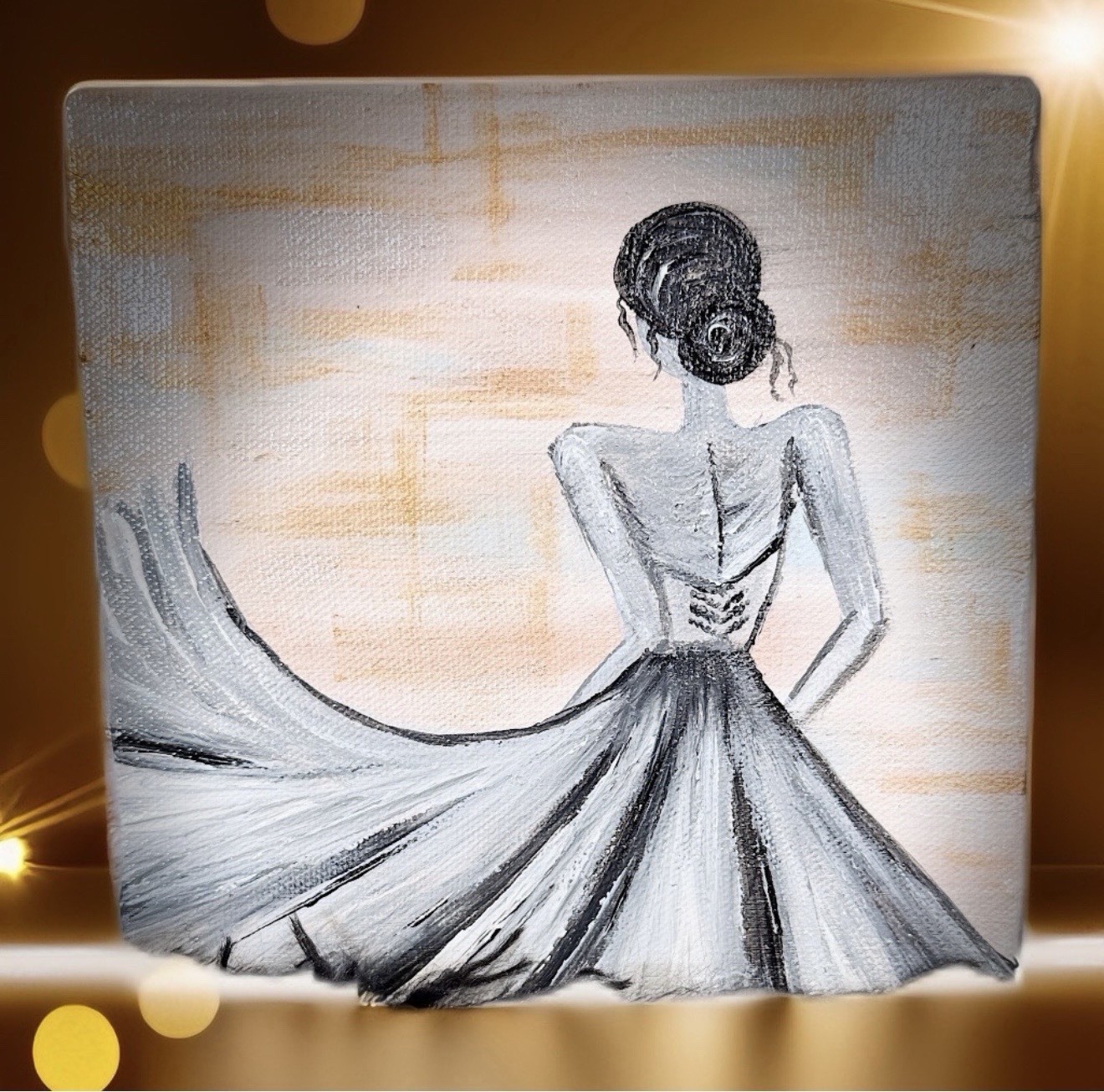 Handmade Original Canvas Artwork – Modern Wall Decor -elegant Women Artwork