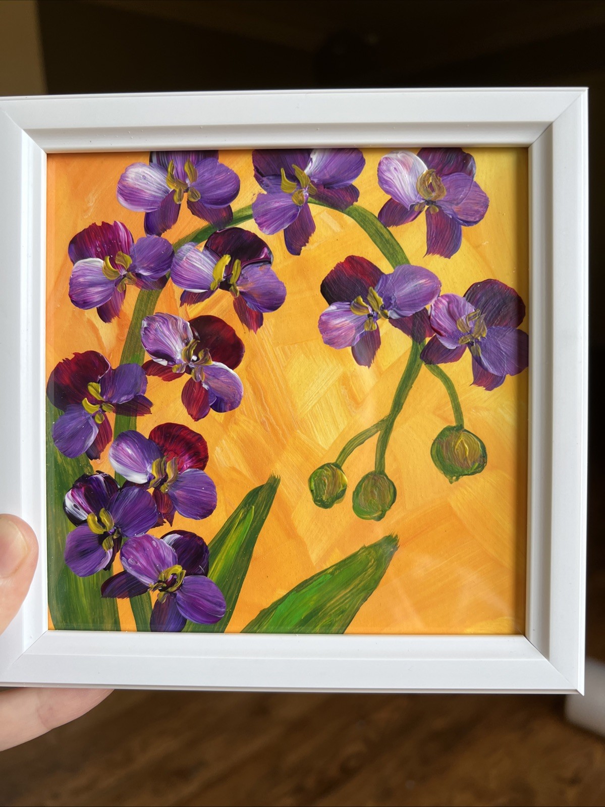 Orchid Flowers,original,miniature Painting,small,mini, Framed