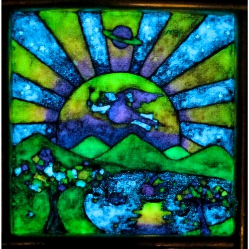 PETER MAX Universal Harmony sign Art UV Radiant Acrylic Canvas Hand Paint Frame