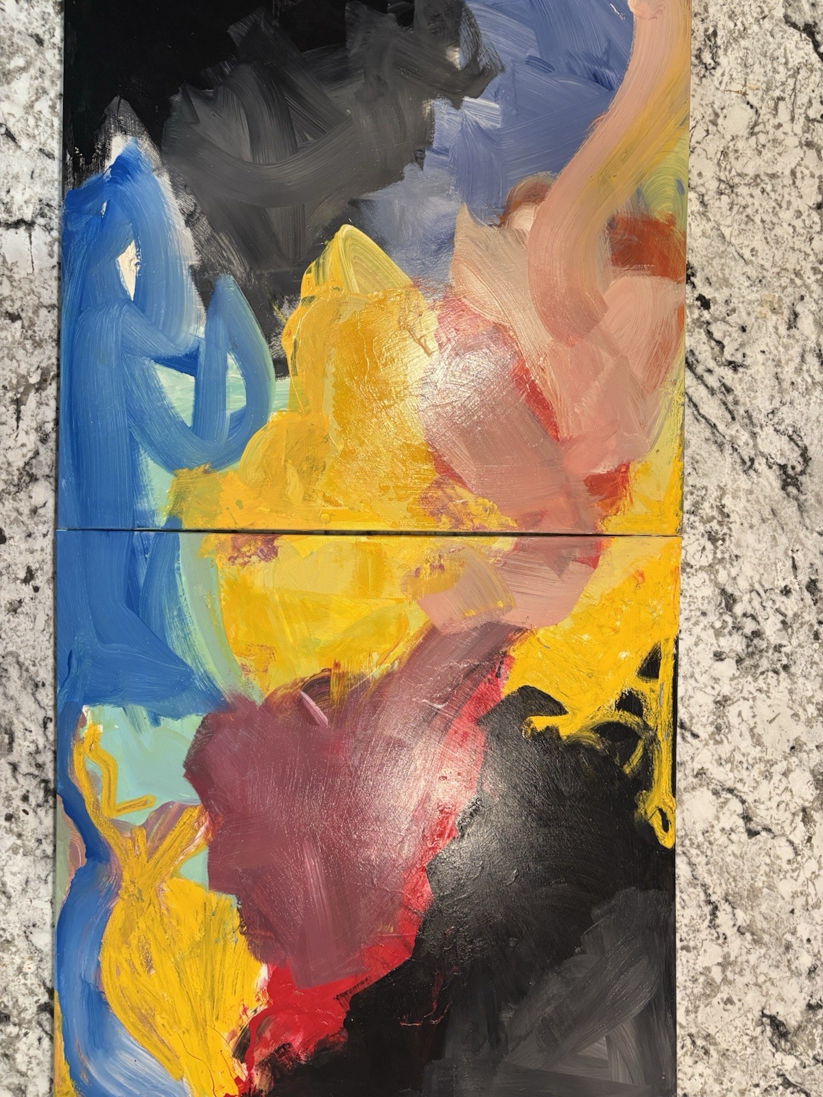 Abstract Acrylics Painting (Set of 2 Canvases)22×22 56x56cm By : Alfred Liriano