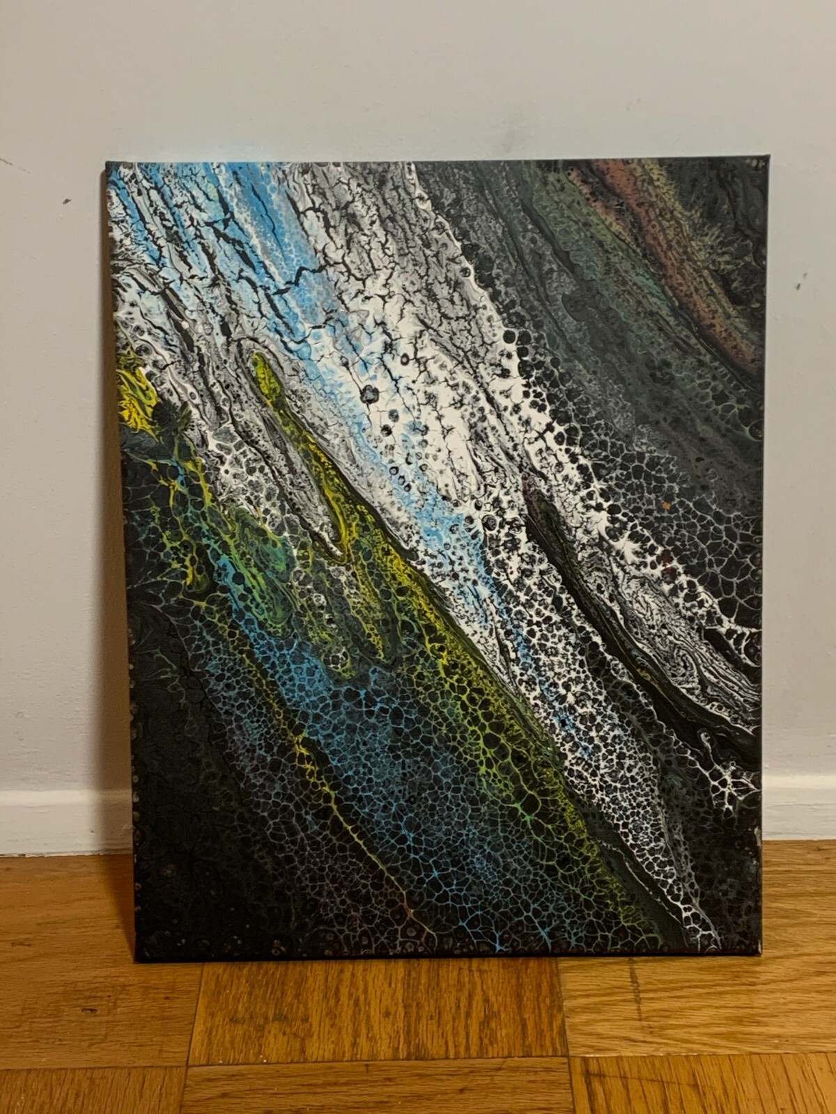 Riptide Painting – Blue & White – 16 X 20 Inches – Nice Texture – Original