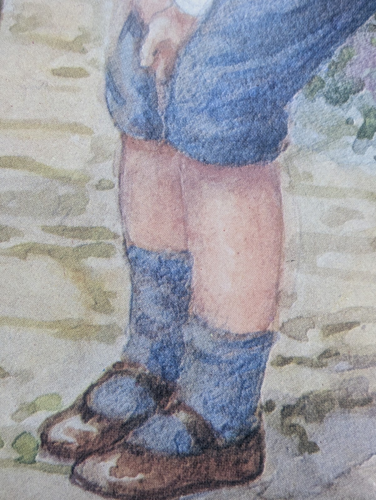 Margaret W. Tarrant, «The Proposal» Watercolor Girl & Boy In Garden 17x 14in