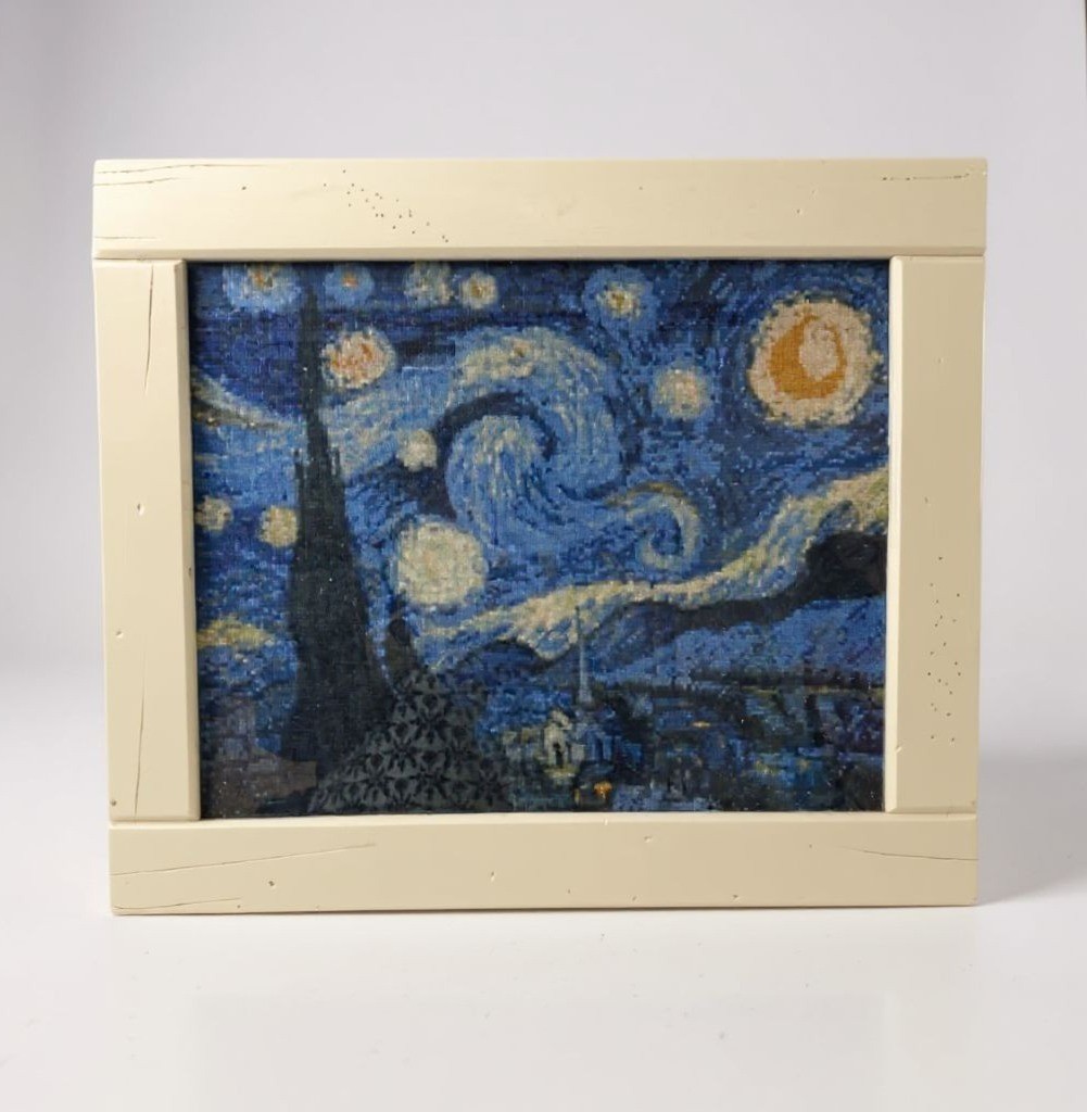 Framed «Starry Night» Mosaic Art With White Wooden Frame 19″ X 24″ Diamond Paint