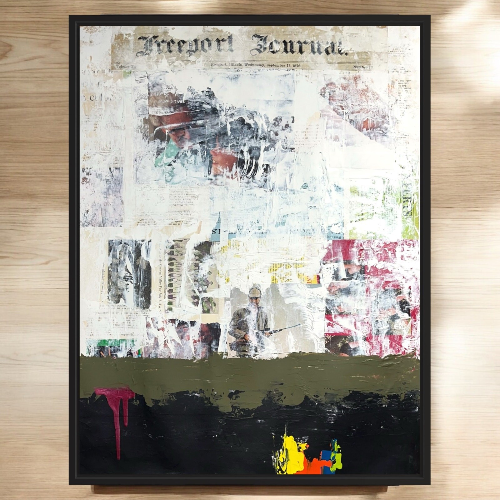 Original Mixed Media Abstract Modern Art Painting 18×24 «Freeport Journal»