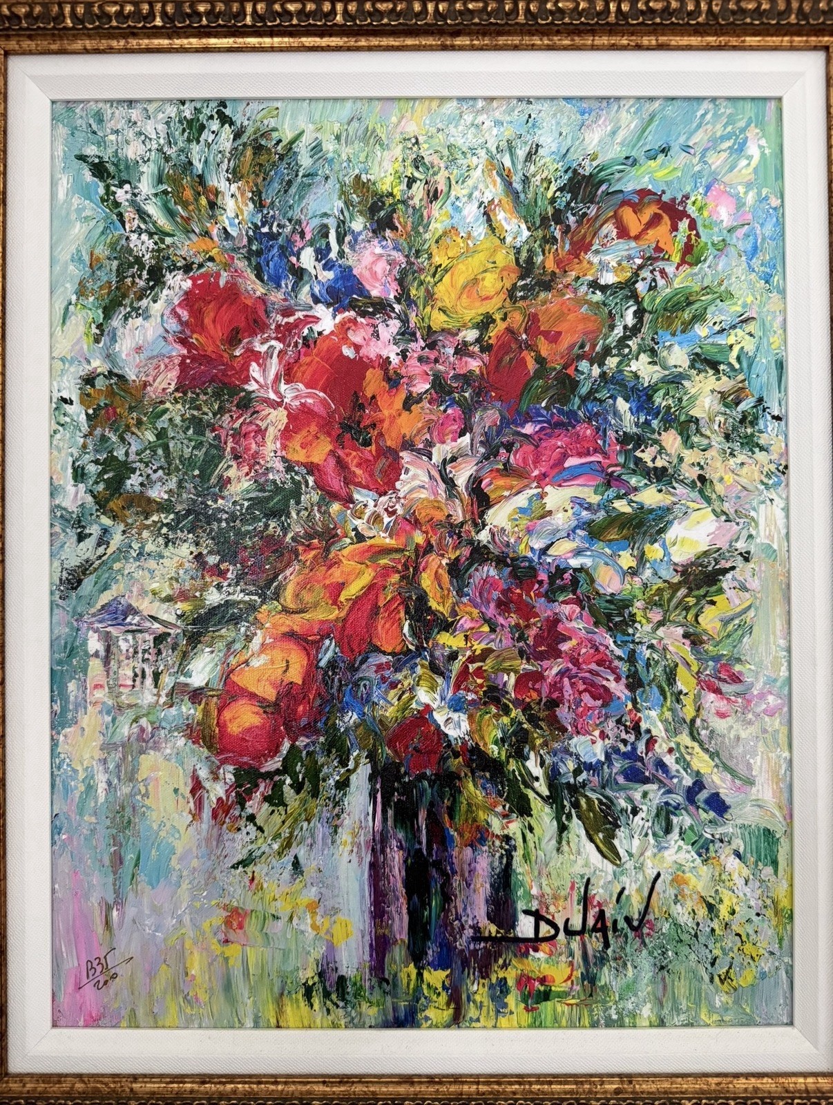 Duaiv “Flowers at Mar A Lago” HandSigned Giclée on Canvas w/ Hand Embellishment