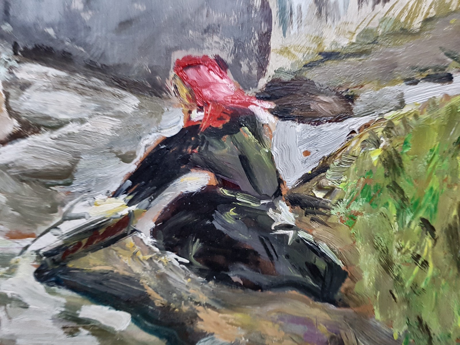 No.: 1033 oil painting artwork frame painting oil painting city river people