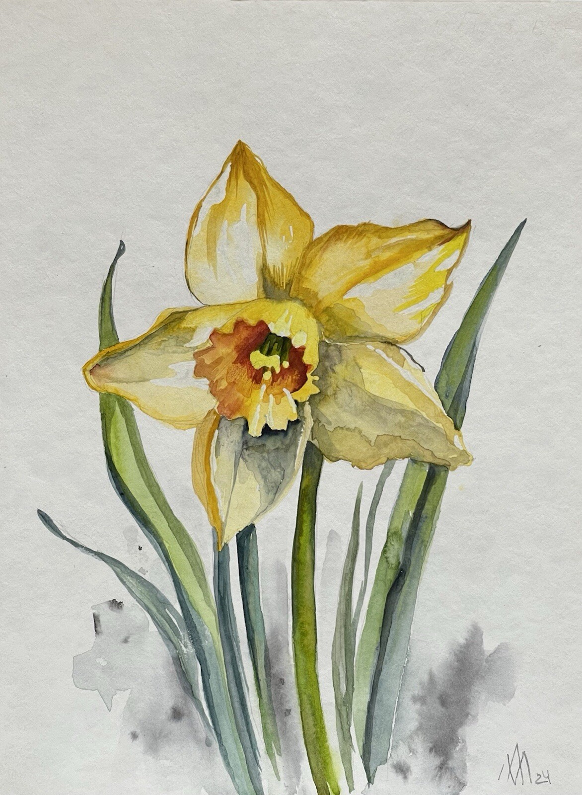 “Narcissus” Original watercolor painting Ukrainian artist