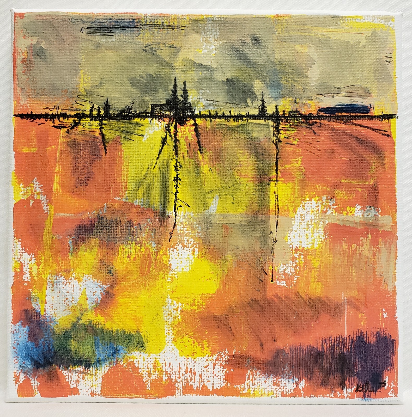 No.646 Original Abstract Modern Minimal Landscape Painting By K.A.Davis