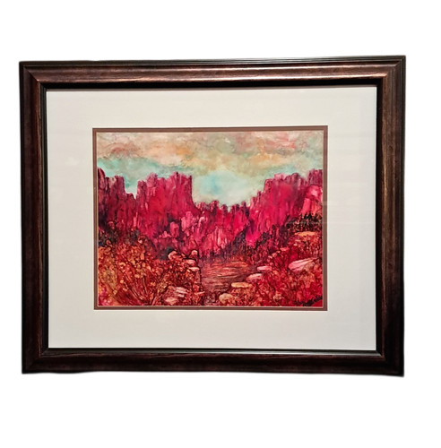 Signed Framed «After the Rain» Southwest USA Desert Art Canyon Red Rocks Cliffs