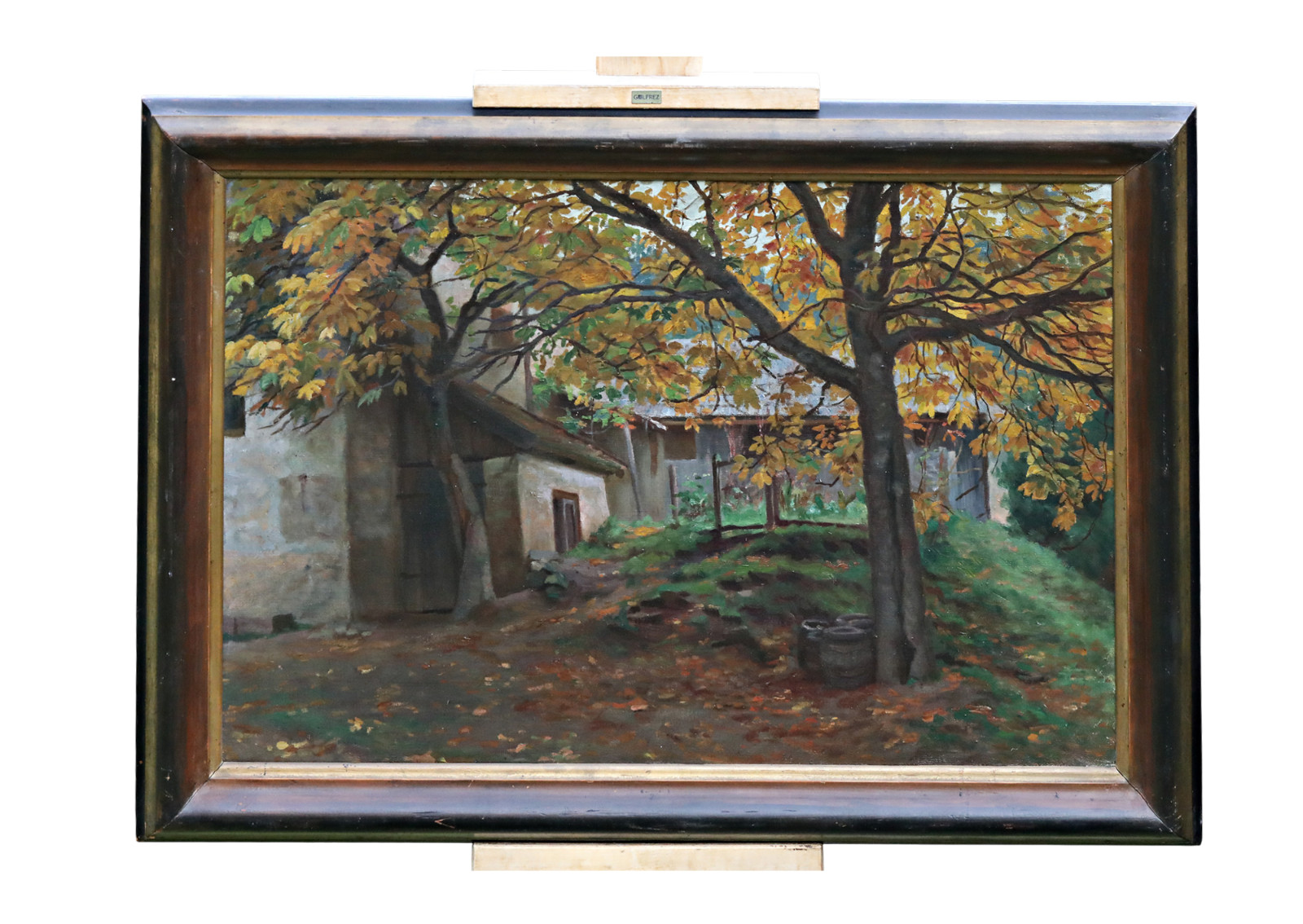 Autumn Landscape Farm – Oil On Canvas – Signed – Painting With Frame