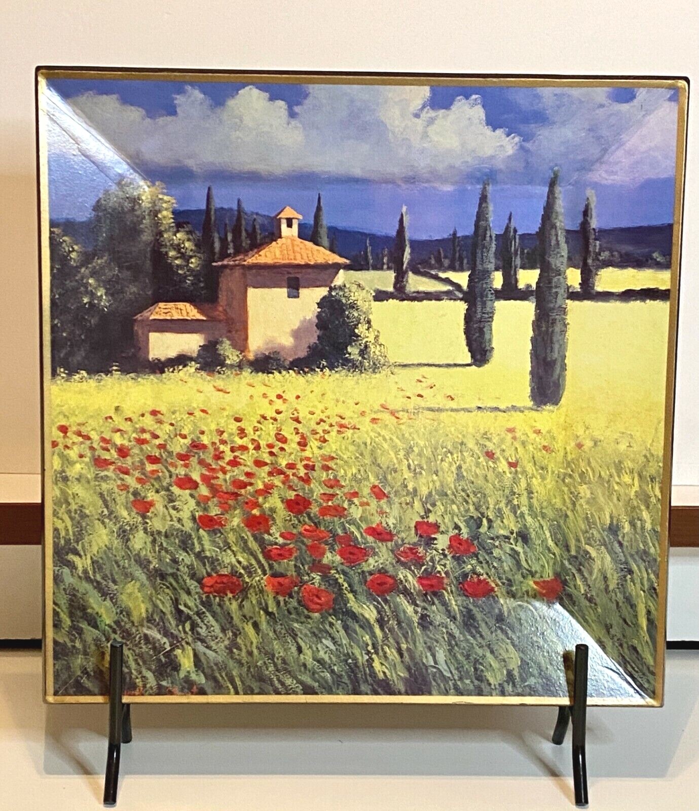 David Short-Summer Brilliance Print On Beveled Tray with Wall Hanger 18′ x 18″