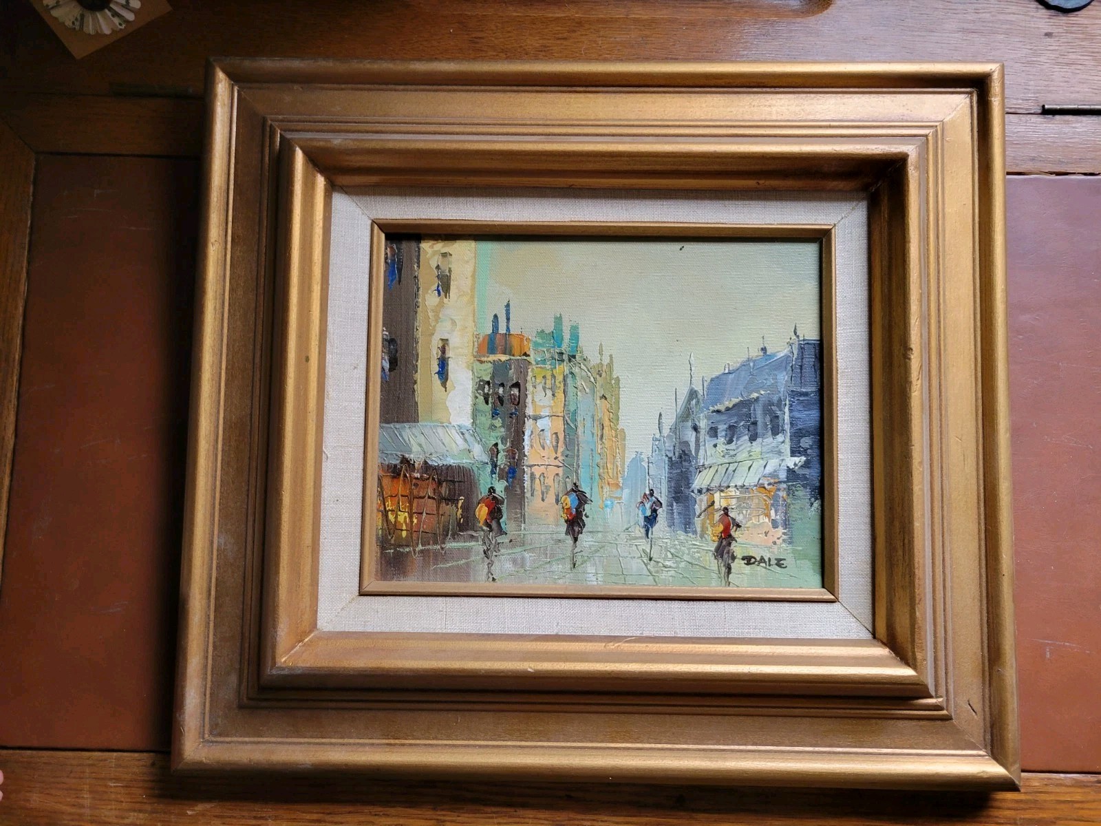 VTG. Oil Painting Paris? Street Scene French Impressionist 17.25×15.25″ Signed