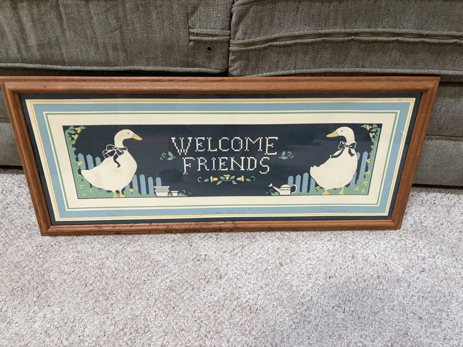 Elizabeth Brown Artwork 1985 Welcome Friends Geese Decor Country Kitsch