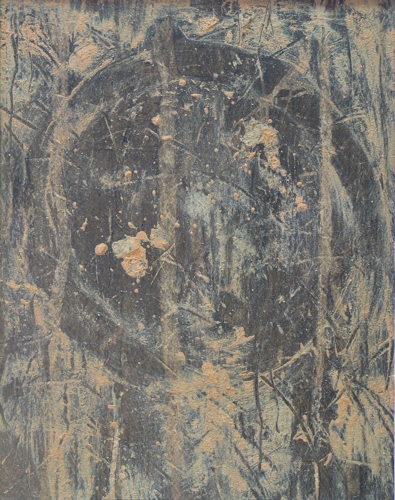 Original Art Abstract Textured Painting on Paper «Earth Enso 2» 8 X 10 Signed