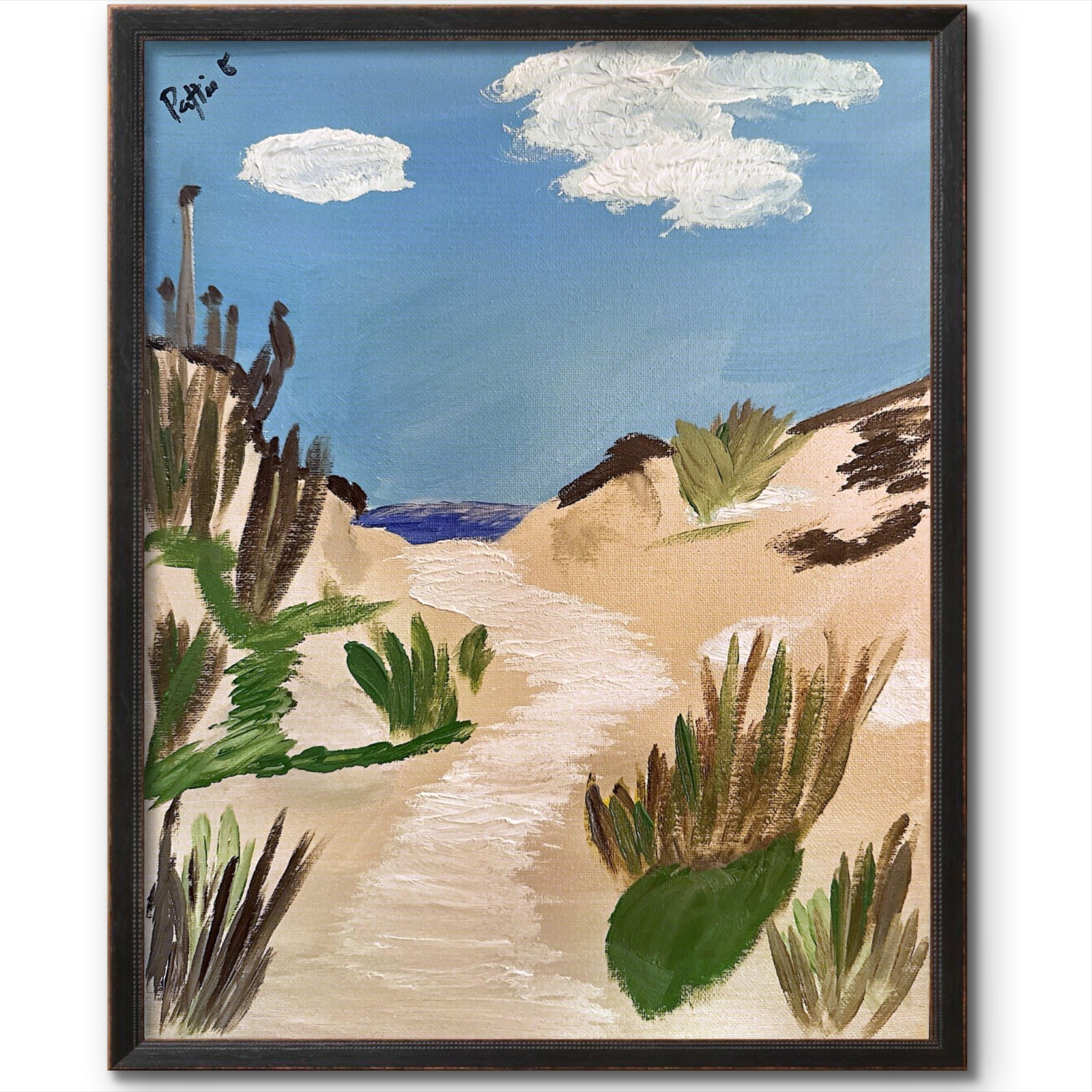 Morning Walk to the Beach 14×11 Coastal Landscape Art Painting Canvas Signed
