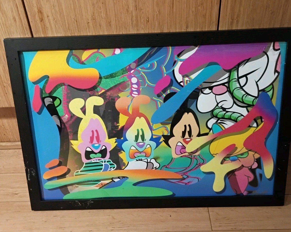 Cartoon Graffiti Art Signed 16″ x 24″ Black Woodgrain Studio Gallery Frame