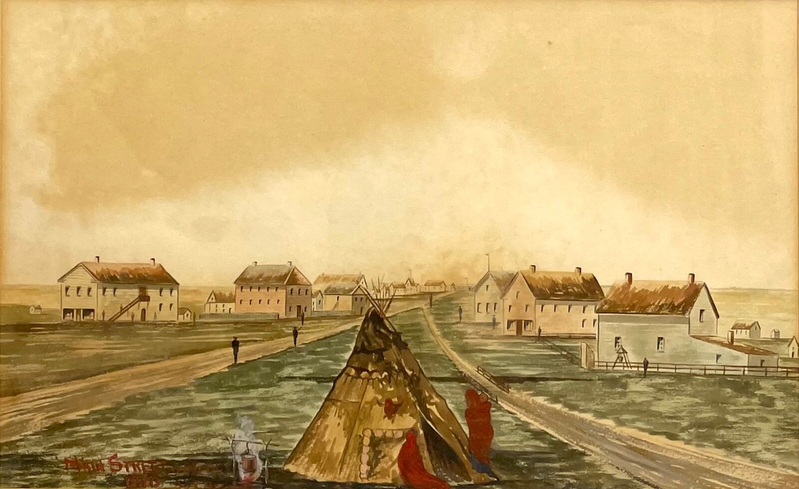 Watercolour Painting by Ernest John Hutchins (1850-1935) «Main Street Winnipeg»