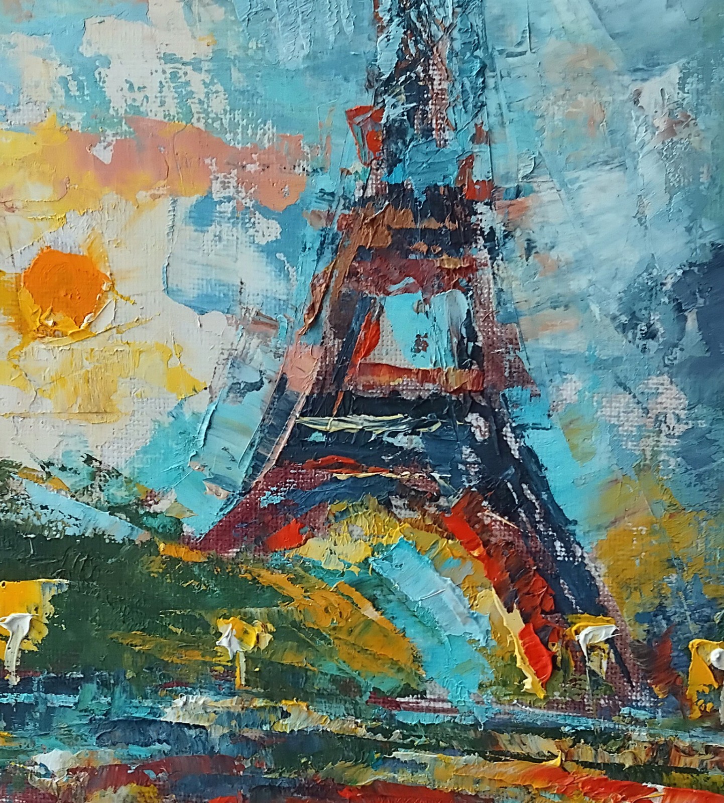 Eiffel Tower oil Painting Paris handmade original art 8×10″ France gift idea