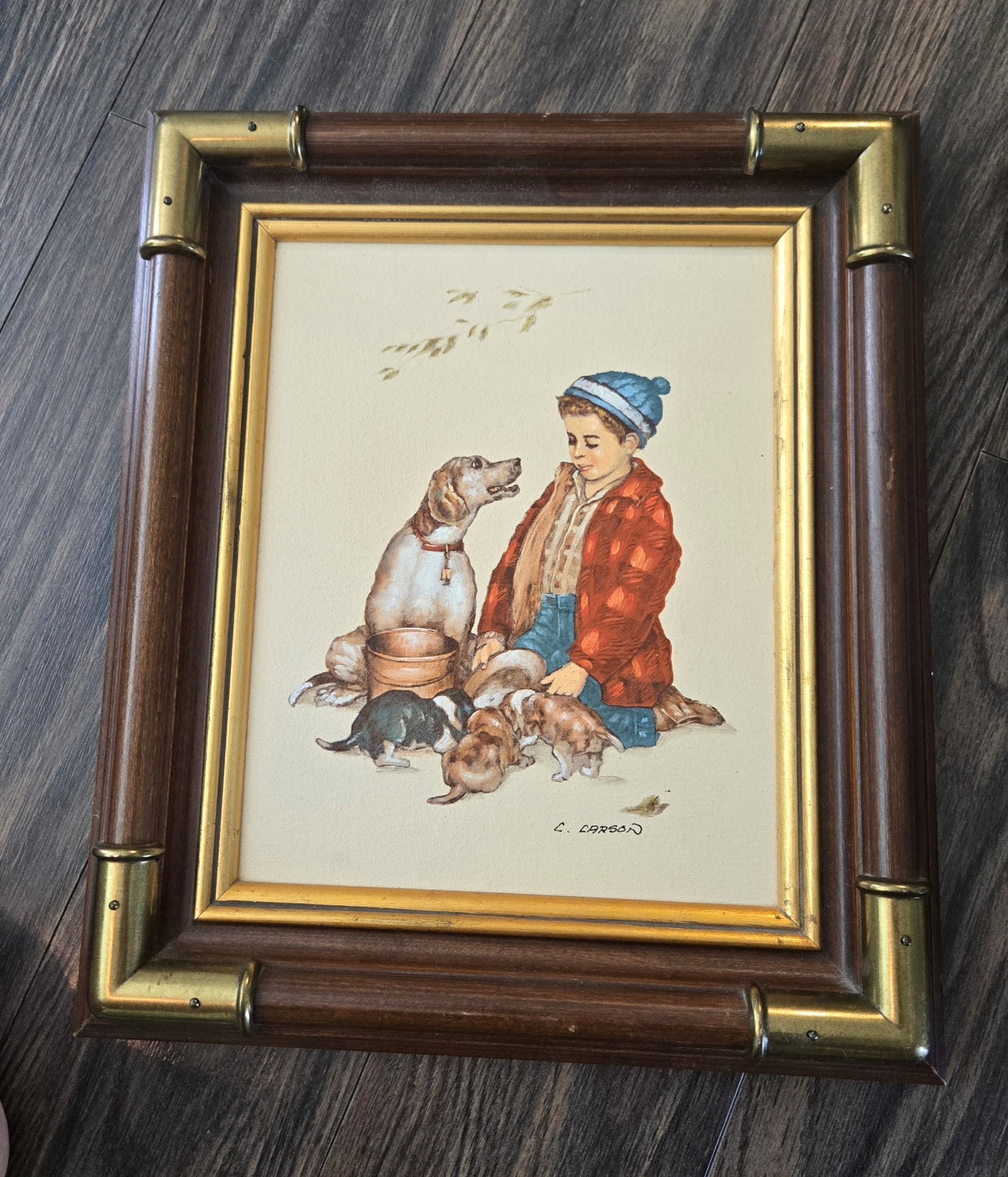 C. CARSON Set of Certified Oil Paintings «Boys and Their Dogs» VINTAGE, 1986