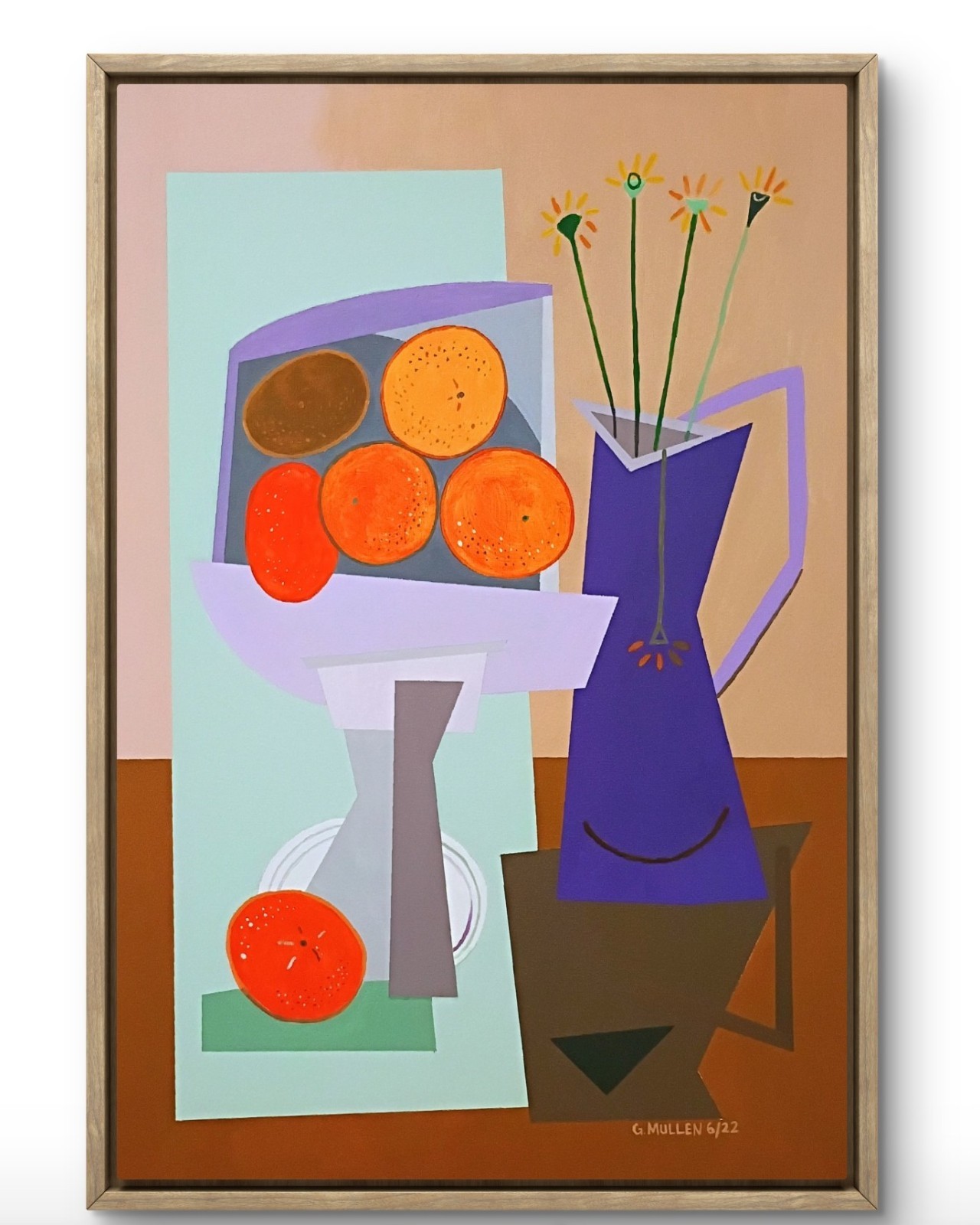 Original 18×24 Acrylic Painting Orange Fruit Modern Abstract Canvas Art