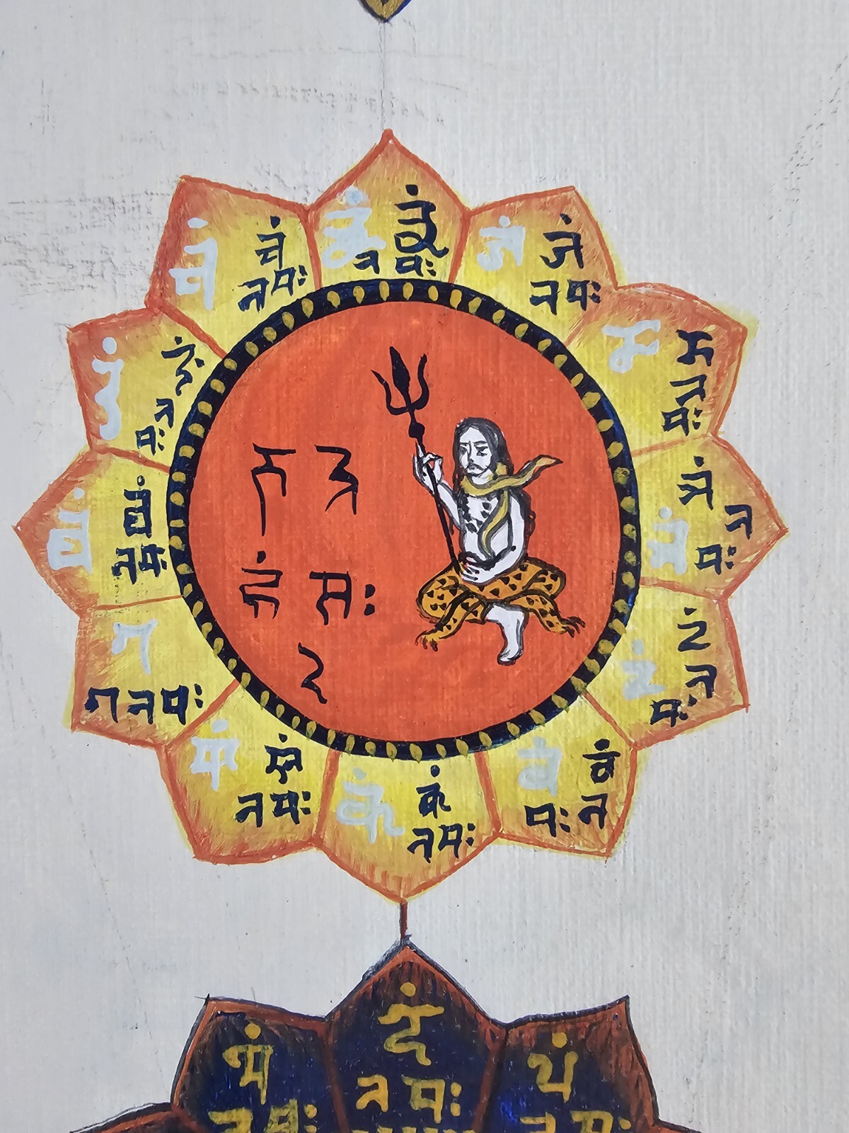 Large Vintage Original Buddhist Chakra Painting 26×19 Framed Meditation Art 1/1
