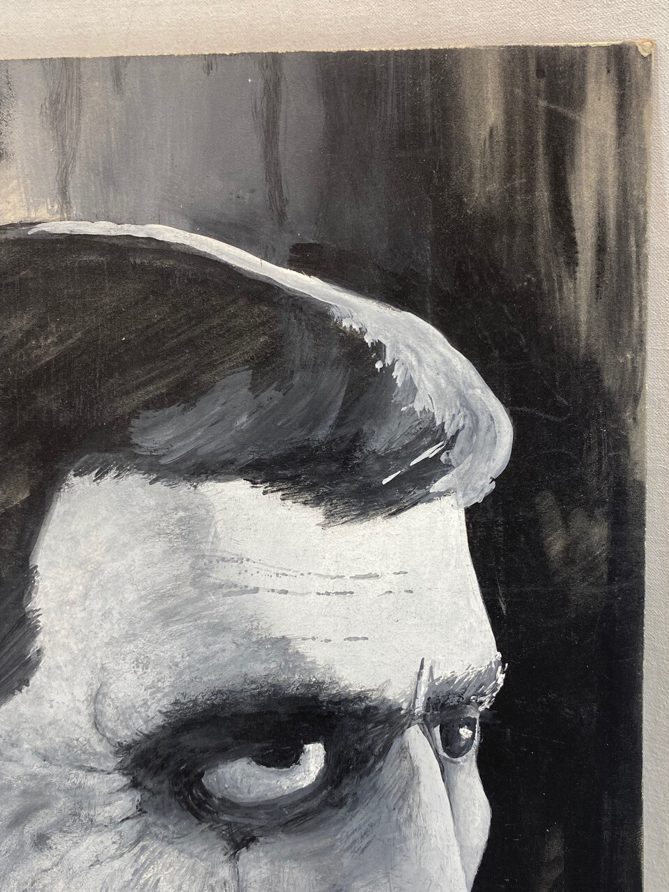 Vintage HOPPER Signed Painting. Phantom of the Opera Illustration B&W Portrait