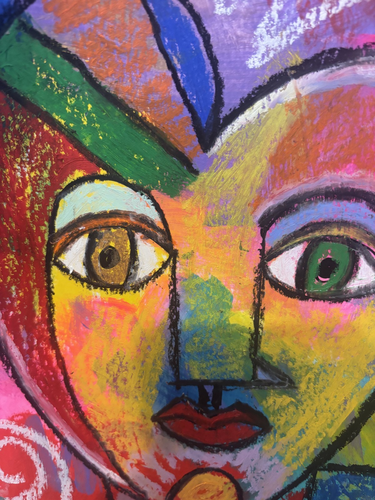 Love Triangle – Original Signed Mixed Media Cubism 9×12
