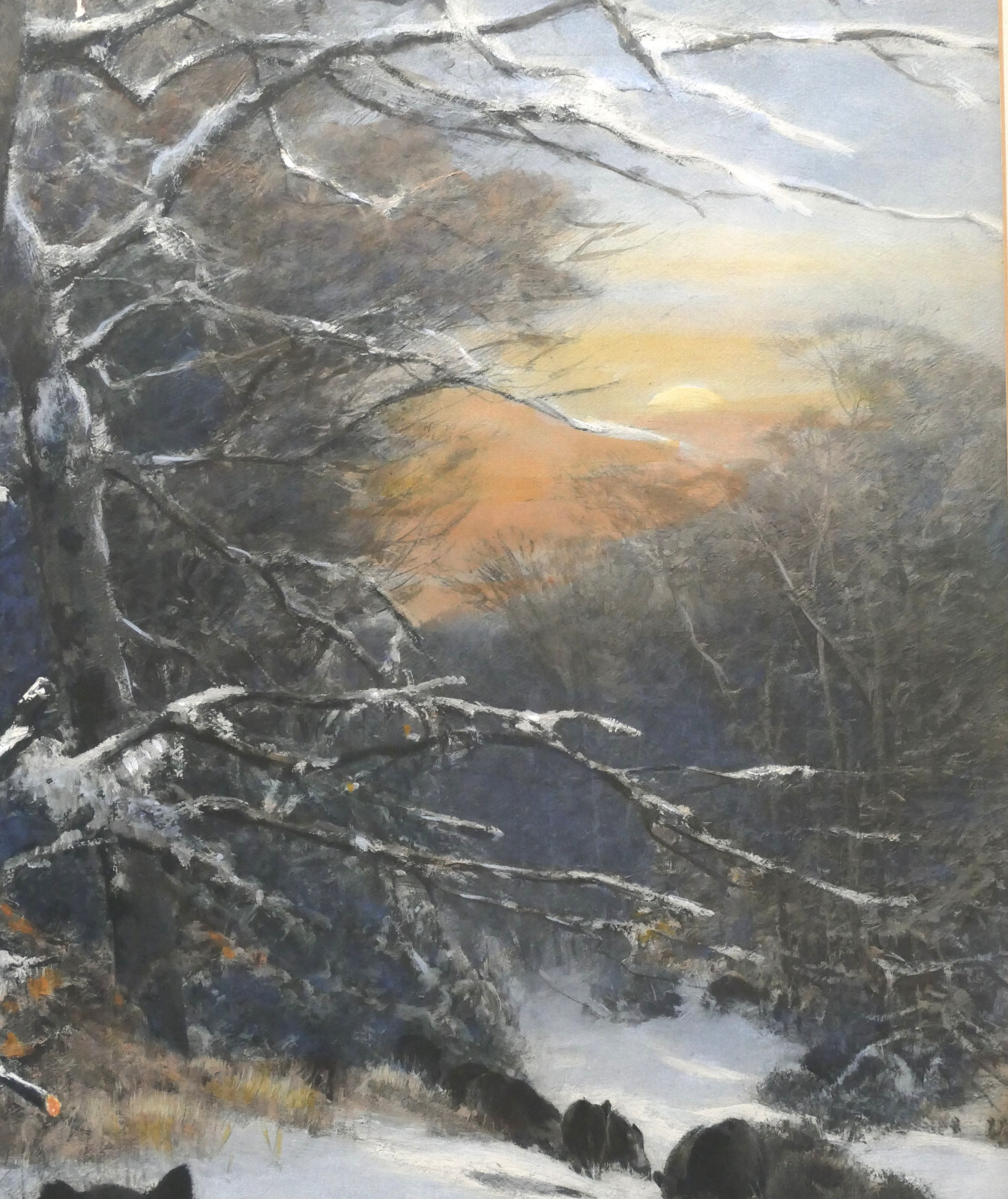 Christian Kröner Gouache – Paper «Wild Boar Rotto» 1893 Framed 53.5 x 37.5 cm