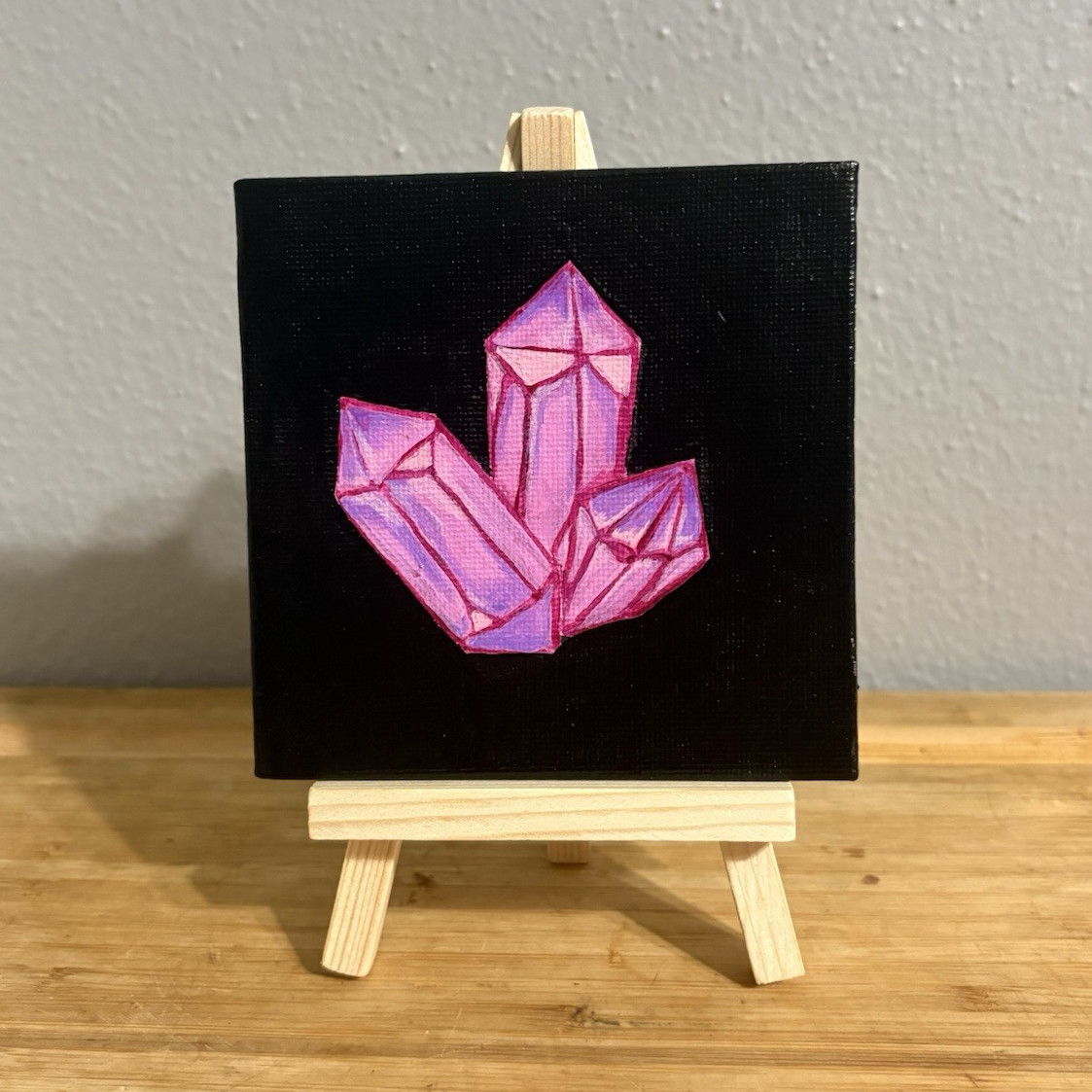 Abstract Crystal Fantasy Painting – Small Unframed, Black Background
