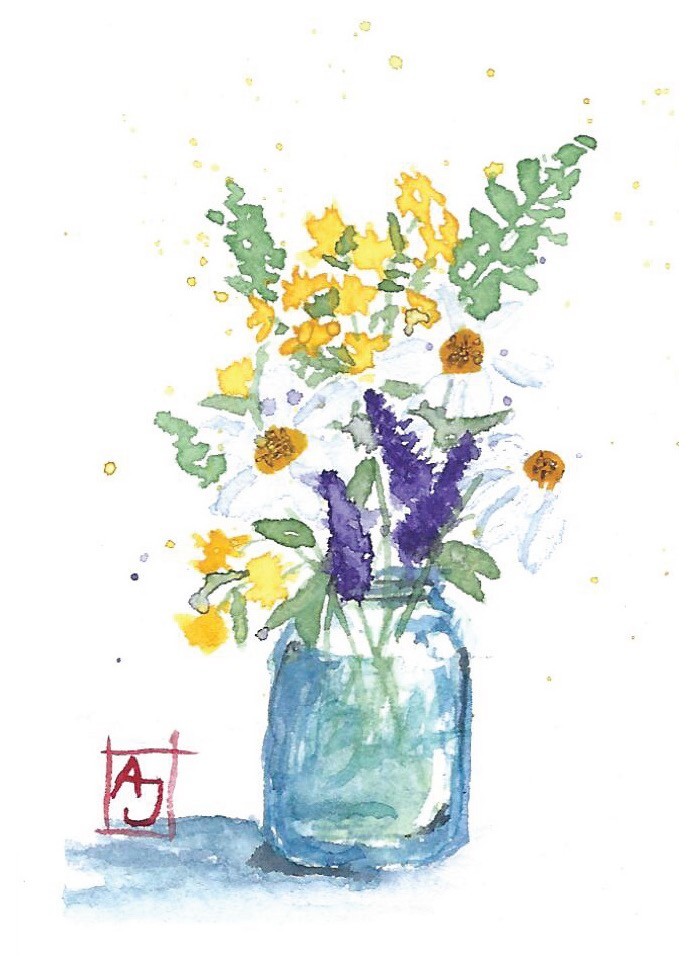 Original ACEO Watercolor 2.5 x 3.5, Signed,