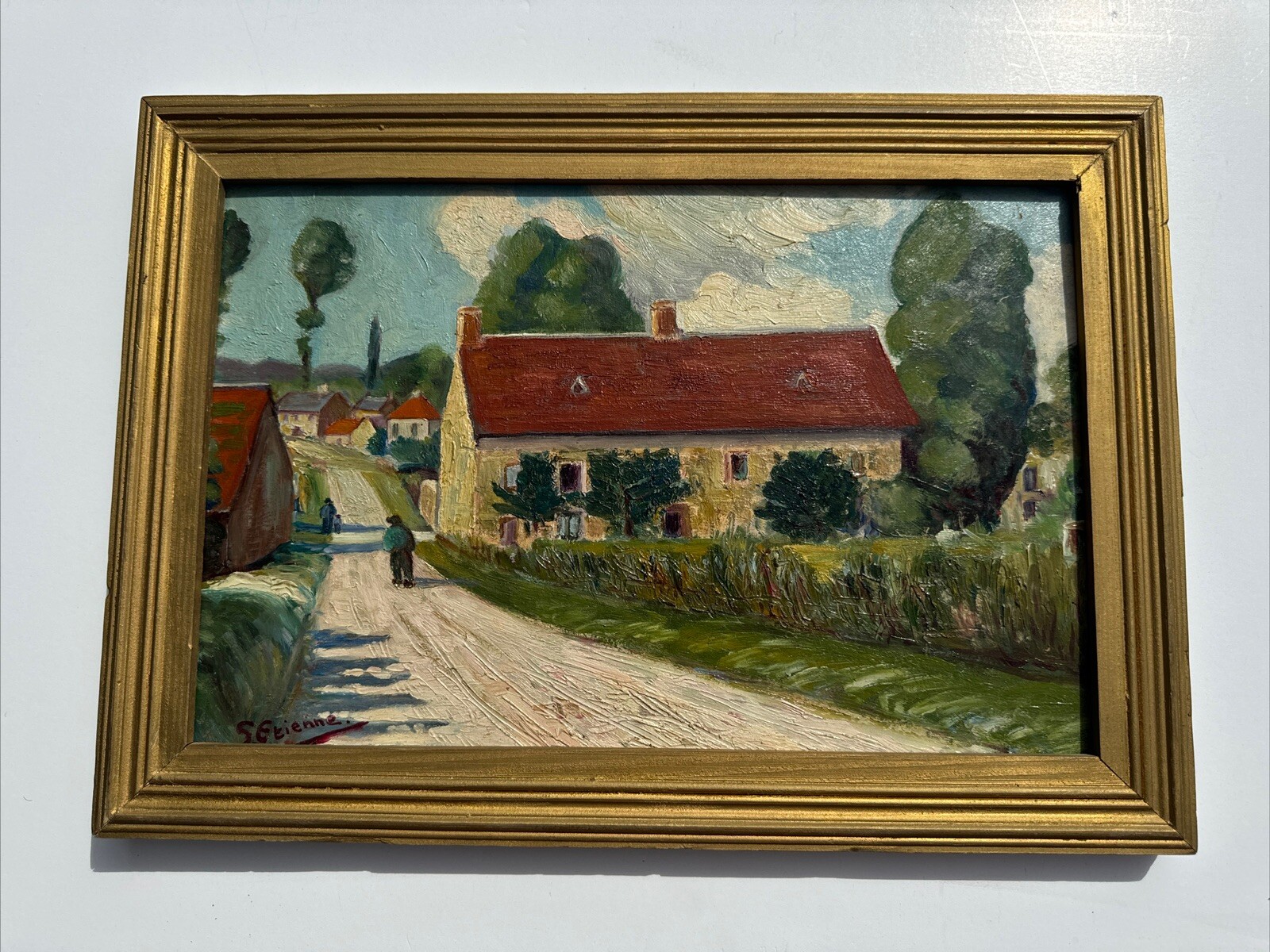 ANTIQUE FRENCH PAINTING FRANCE IMPRESSIONIST ETIENNE SIGNED LANDSCAPE OIL 1930’S